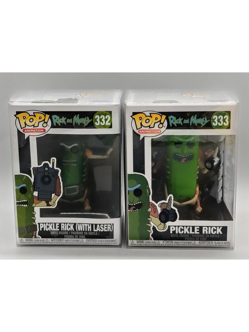 Funko Pop! Pickle Rick With Laser #332 Pickle Rick #333 Rick & Morty + Protector